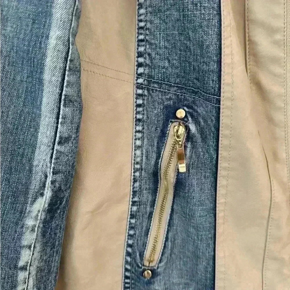 Beautiful and unique style faux leather and denim  jacket. Ptp 21” lengh… - Picture 2 of 7